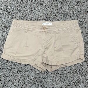Abercrombie & Fitch Khaki Shorts Cuffed Pleated Casual Everyday Women's‎ 28